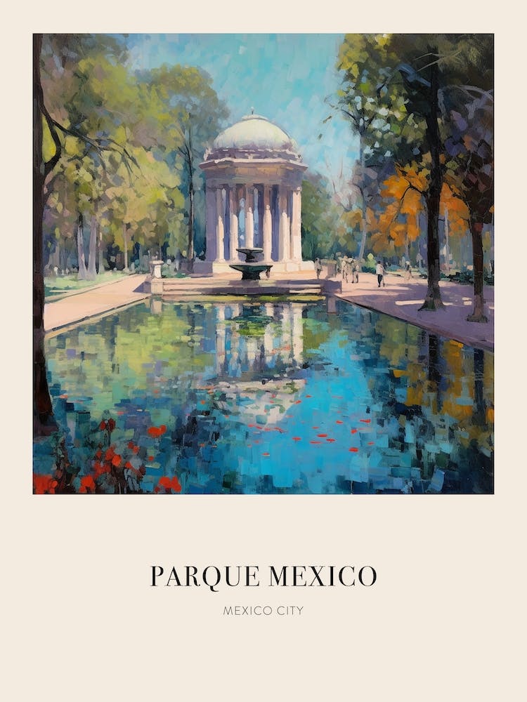 Parque Mexico Mexico City Mexico 3 Vintage Cezanne Inspired Poster