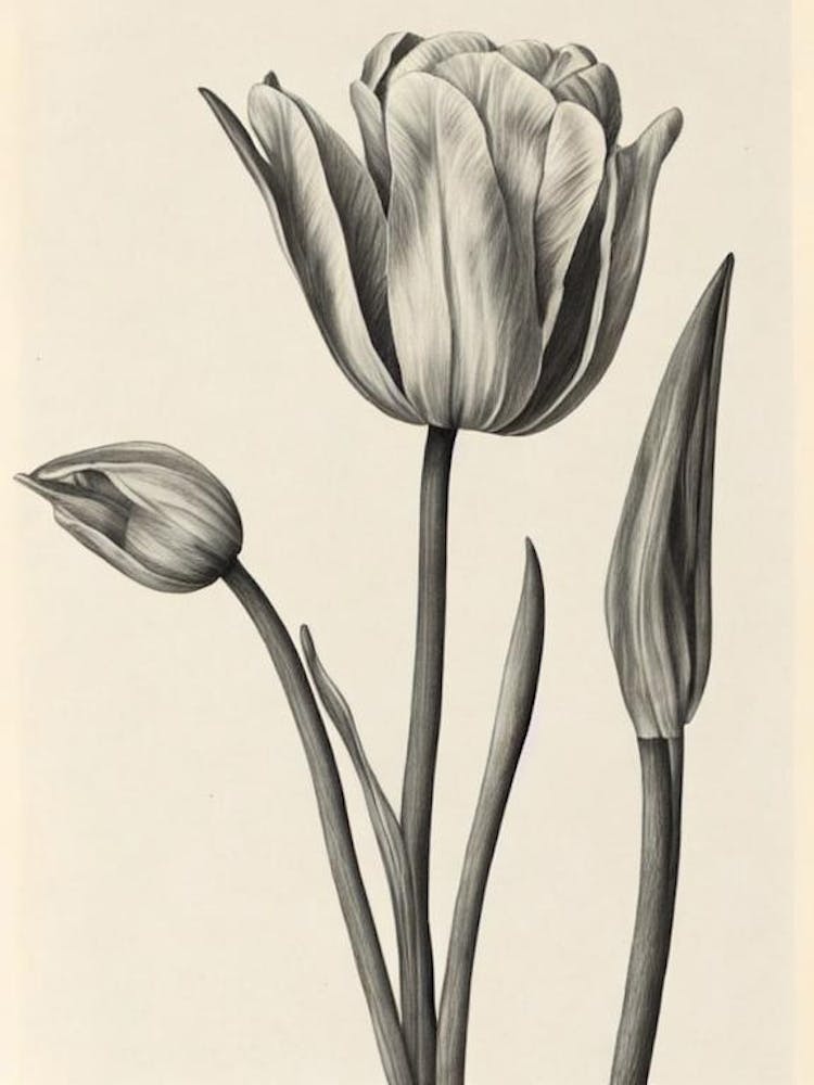 Tulips Vintage Botanical Flower