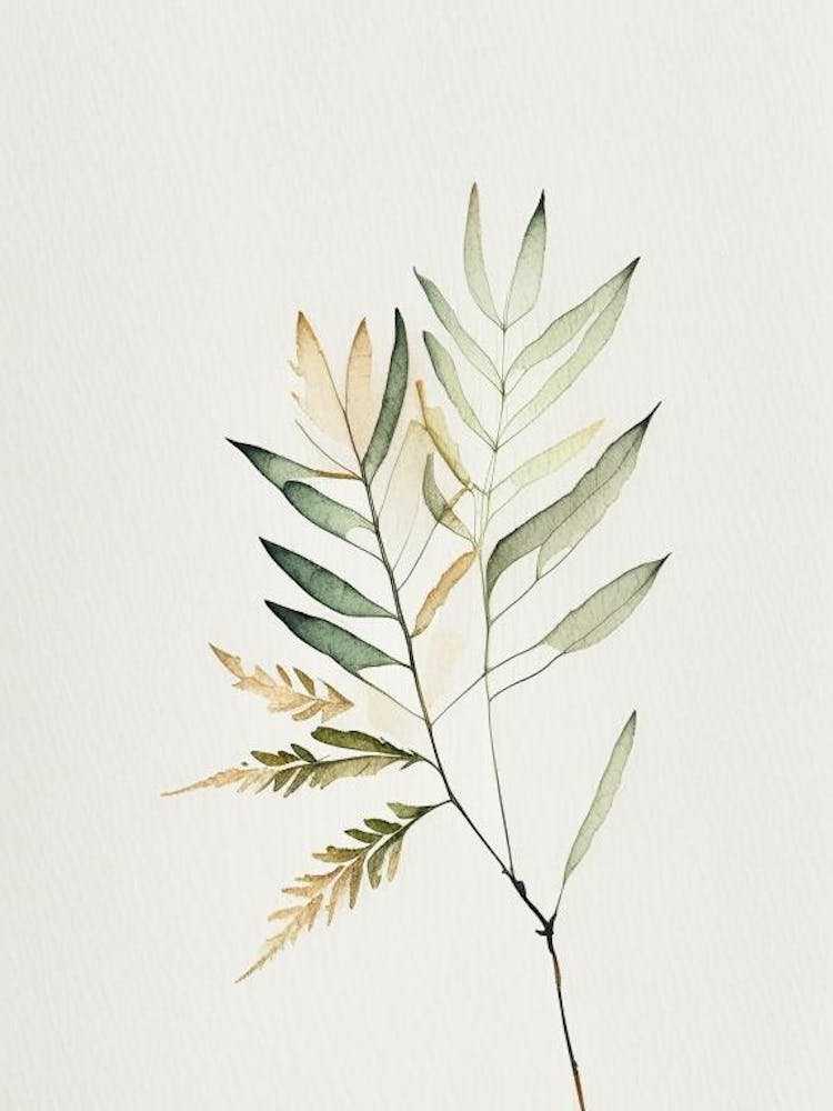 Rowan Leaf Minimalist Watercolour