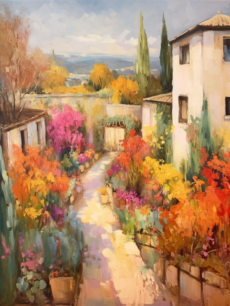 Autumn Gardens Painting Generalife Gardens Spain 1