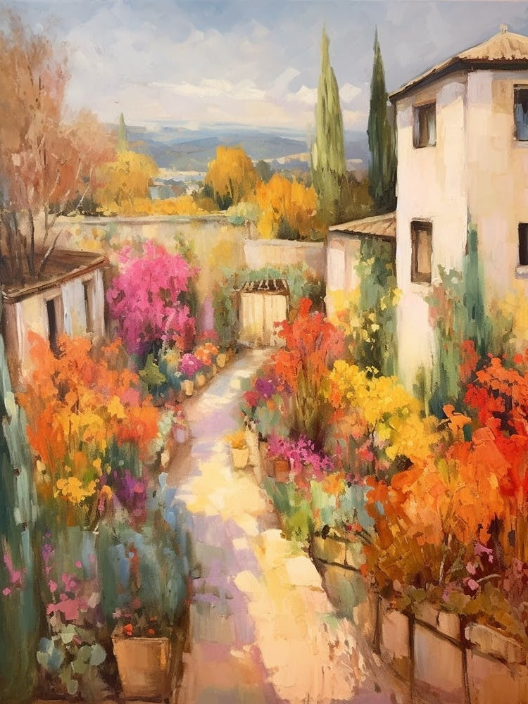 Autumn Gardens Painting Generalife Gardens Spain 1