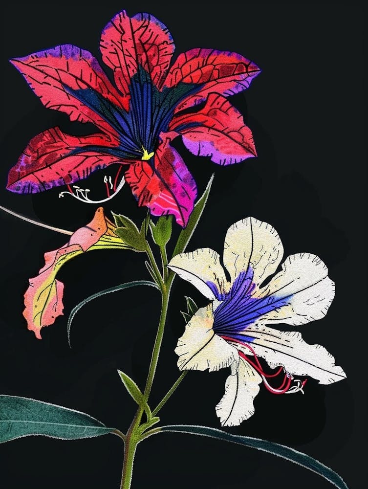 Neon Flowers On Black Petunia 2