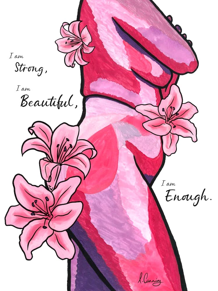 I Am Strong, I Am Beautiful, I Am Enough Pink Floral Nude