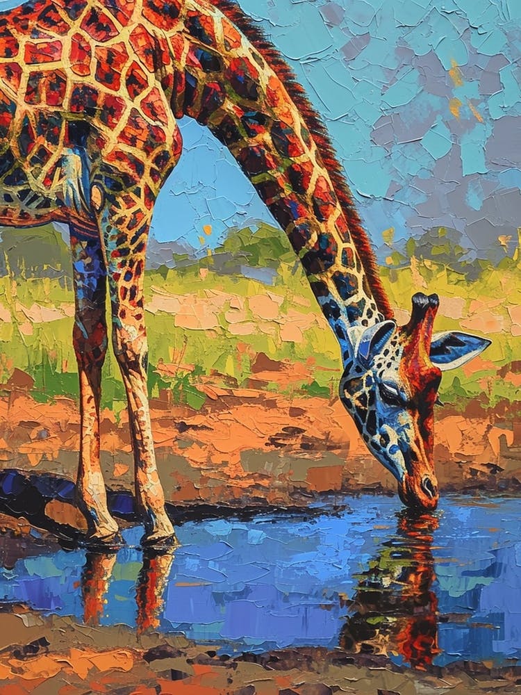 Giraffe Drinking From The Water 3