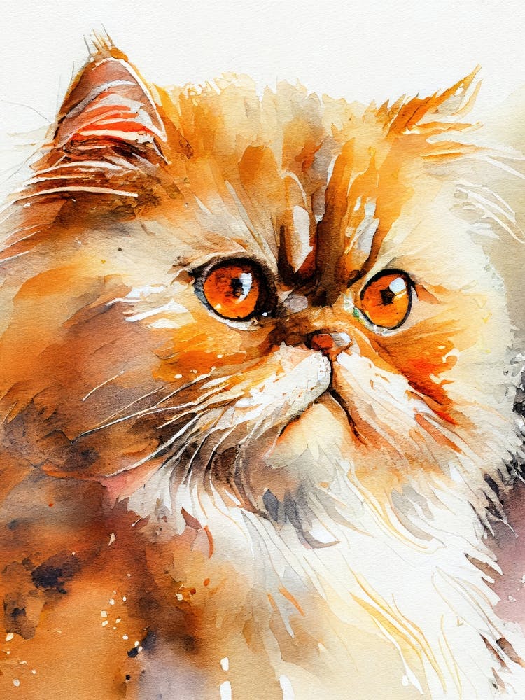 Persian Cat Watercolor Painting animal