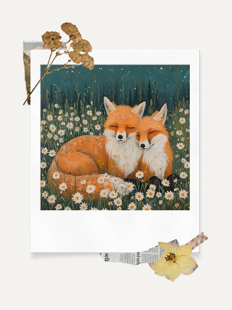 Scrapbook Foxes Fairycore Painting 3