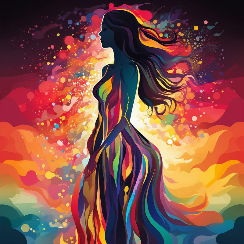 Colorful Woman In A Dress