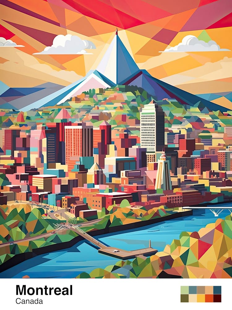 Montreal, Canada, Geometric Illustration 1 Poster