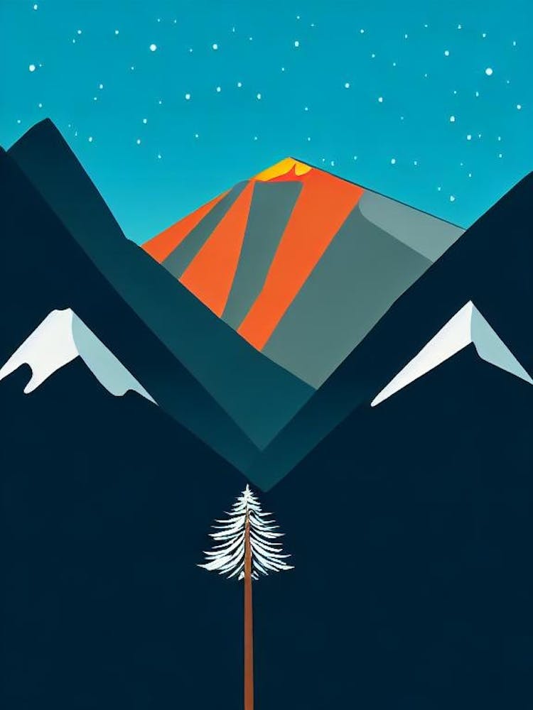 Saalbach Hinterglemm, Austria Modern Illustration Skiing Poster