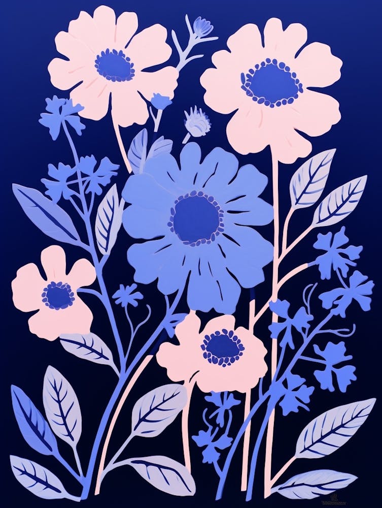 Blue Flower Illustration Asters 6