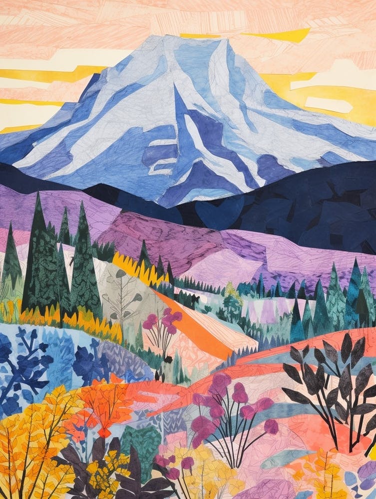 Mount Rainier United States 4 Colourful Mountain Illustration