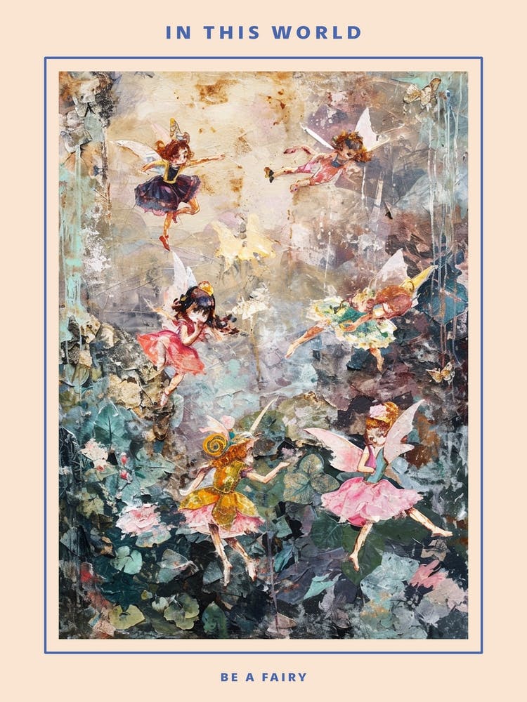Brushstrokes Fairies In A Garden 1 Poster