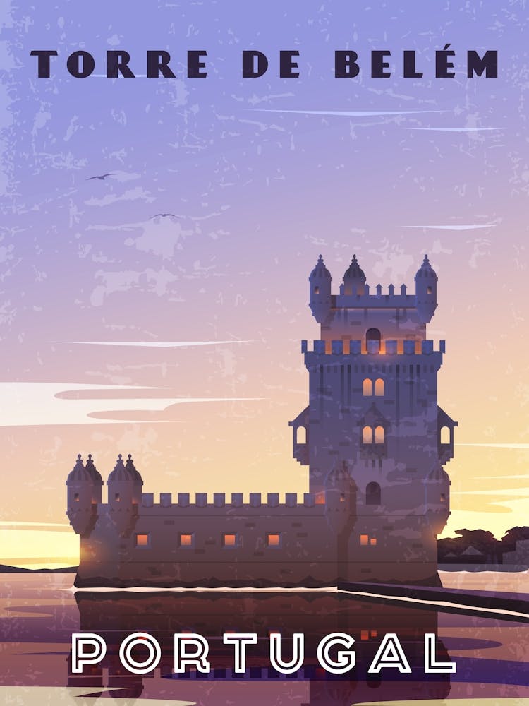 Torre De Belem, Portugal — Retro travel minimalist poster
