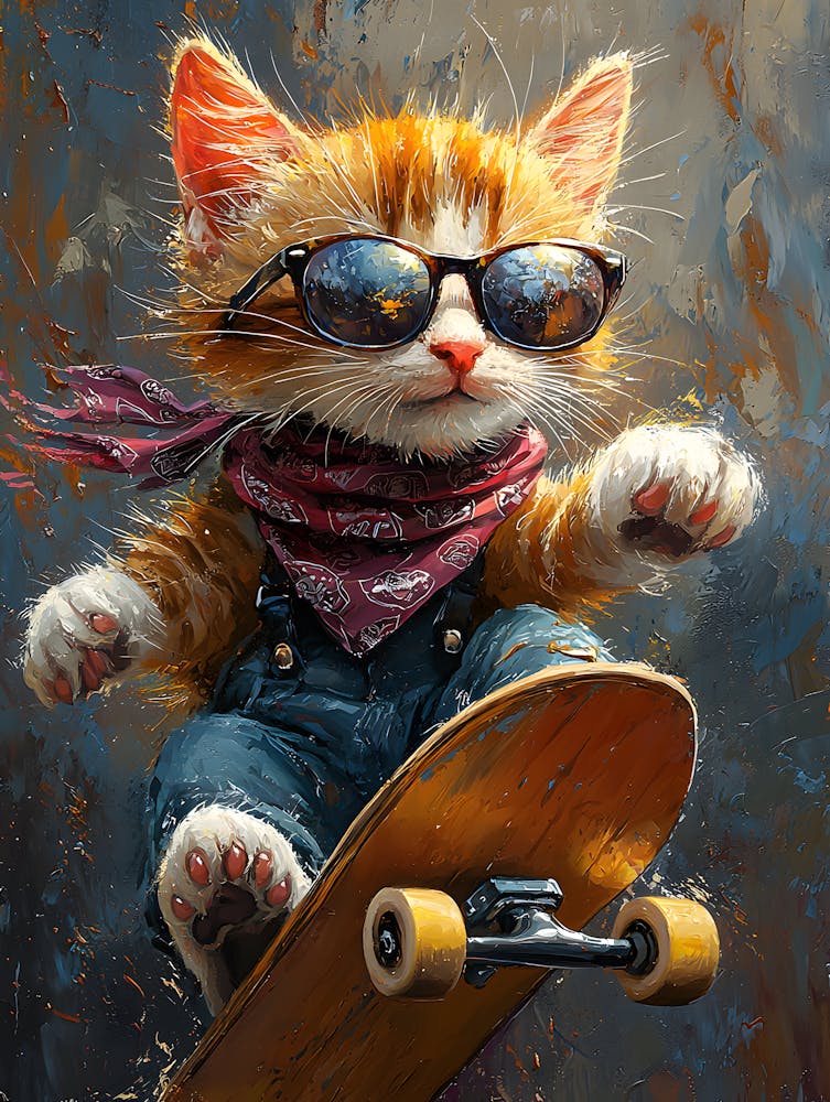 Skateboard Cat