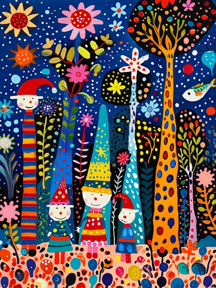 Kitsch Folk Gnome Painting