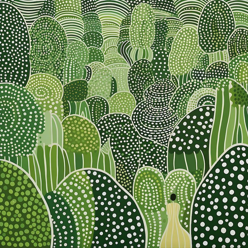 Yayoi Kusama Inspired Art Moss Green Trees