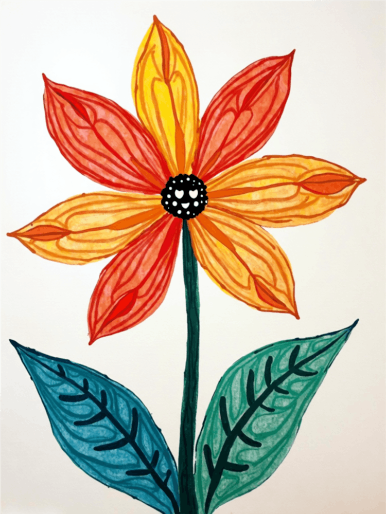 Simple Hand Drawn Abstract Flower