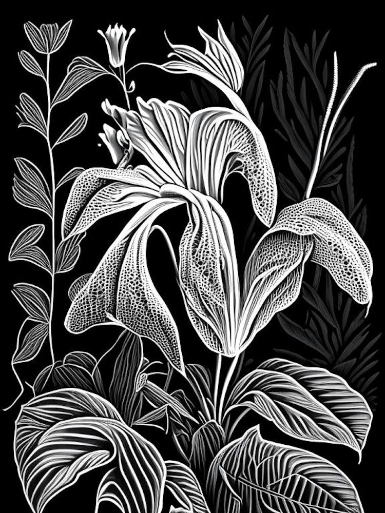 Wild Ginger Wildflower Linocut 1