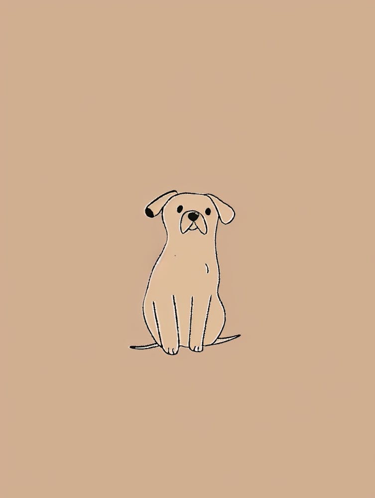 Cute Dog - Boho, Line Art