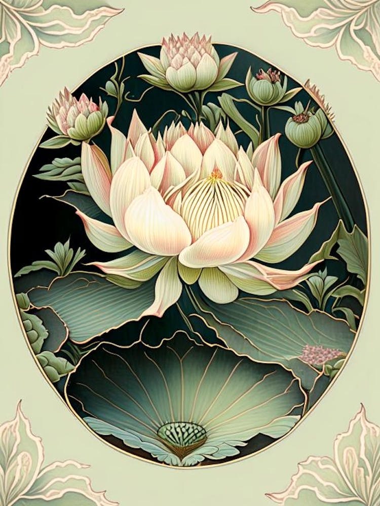 Lotus 3 Affiche Botanique Vintage