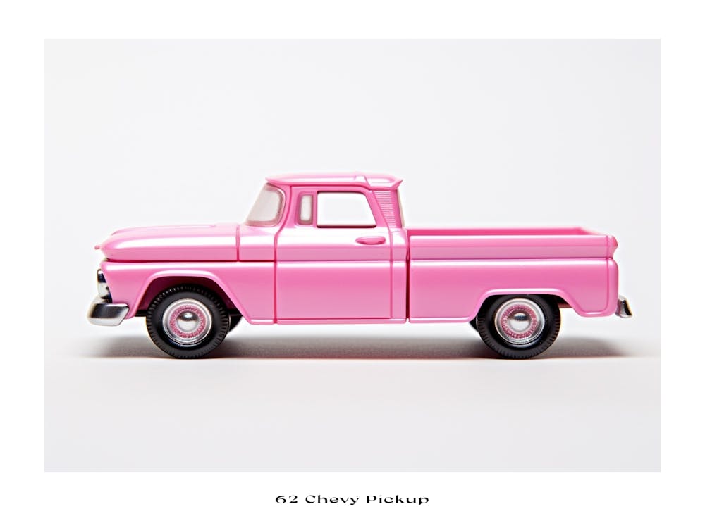 Toy Car 62 Chevy Pickup Pink Poster