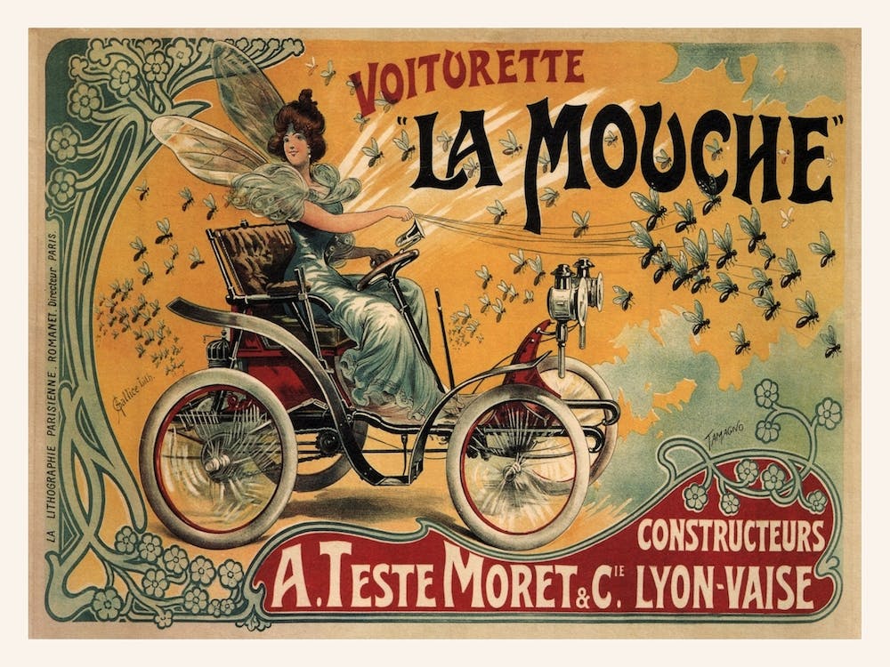 Vintage Advertising Poster Of A French Car
