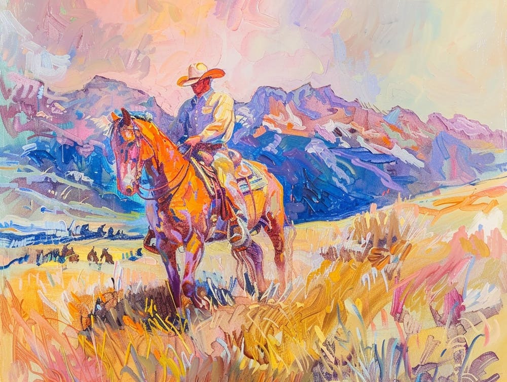 Peinture de Cowboy Rocky Mountains 2