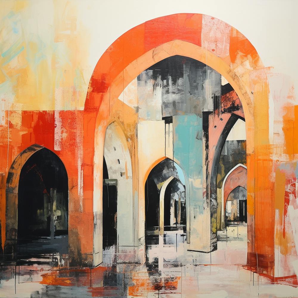 Abstract Contemporary - Orange Archways
