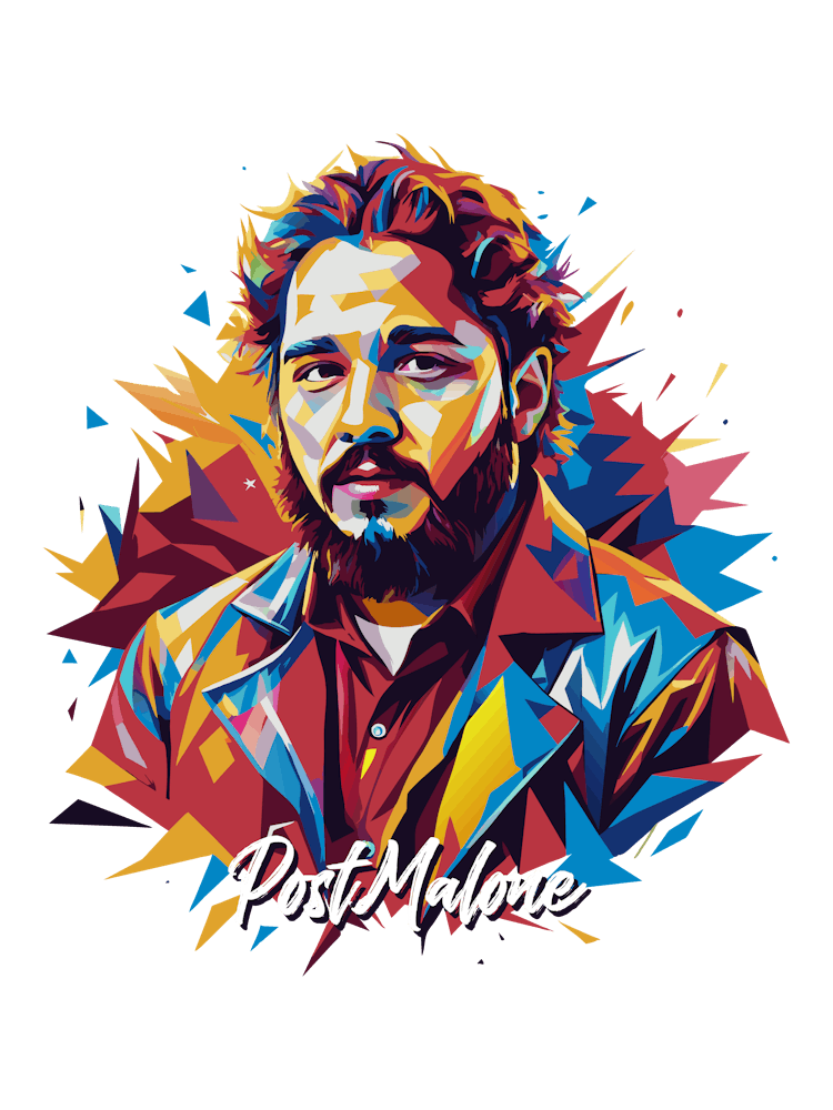 Post Malone 01 Portrait Music Icon WPAP Pop Art Style