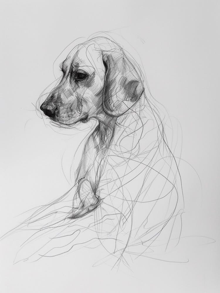 Minimalist Beagle Dog Charcoal Line 3