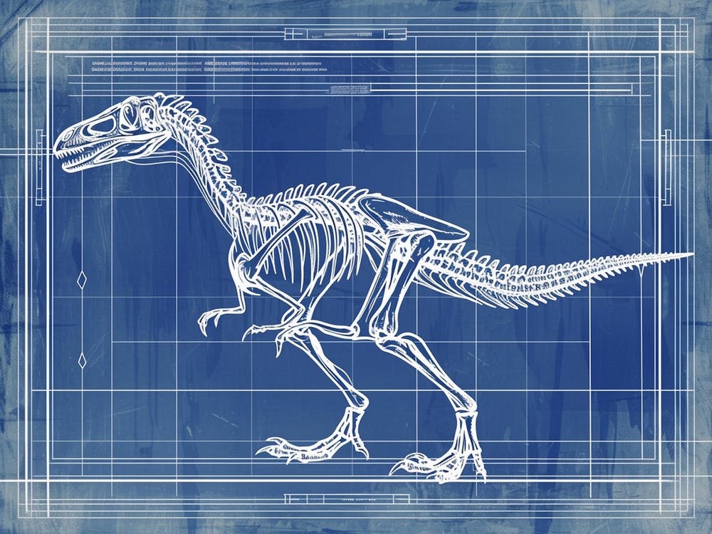 Microraptor Skeleton Hand Drawn Blueprint 4