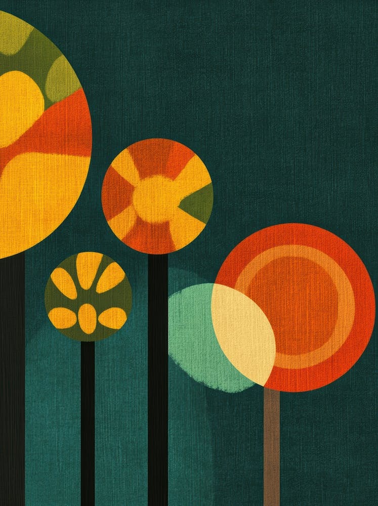 Trees On A Green Background