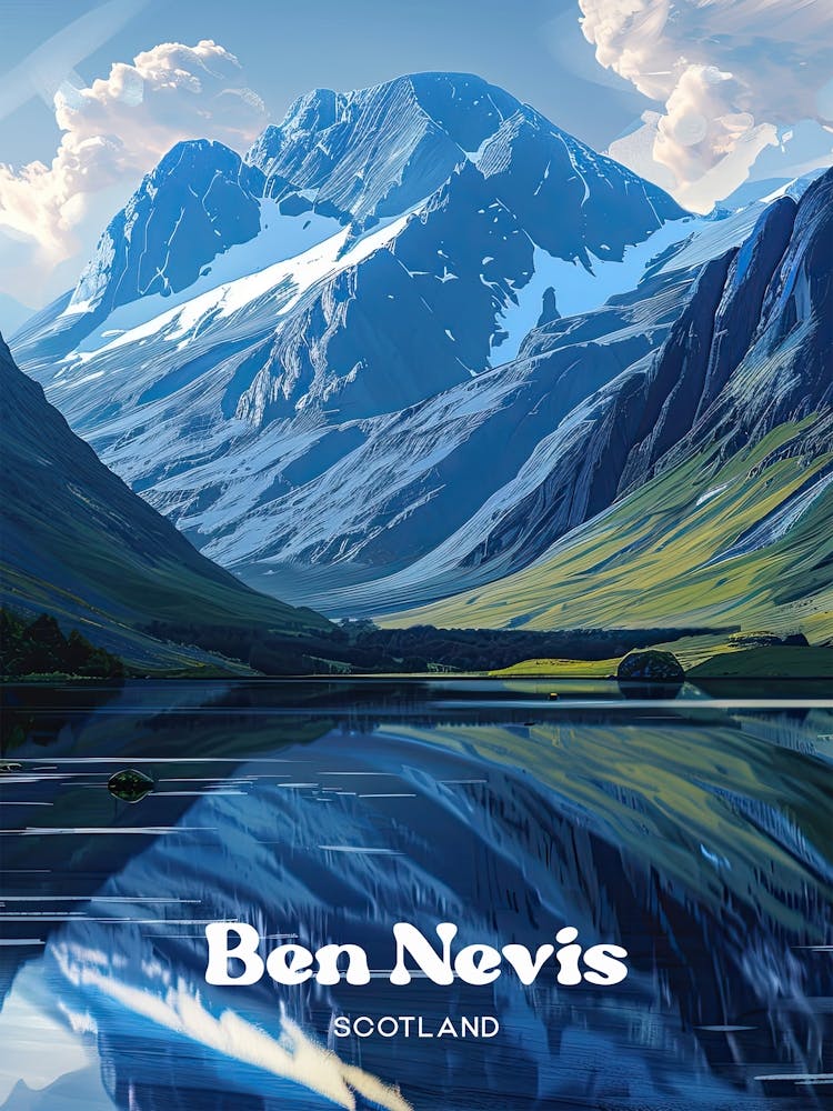 Ben Nevis Scotland Vibrant Digital Travel Illustration