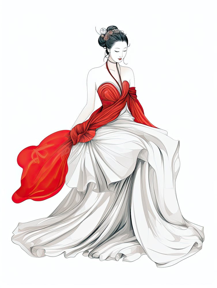 Chinese Woman, lineart 1
