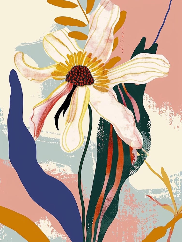 Colourful Flower Illustration Oxeye Daisy 1