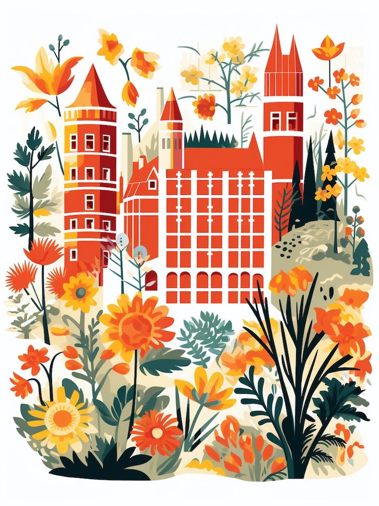 Sissinghurst Castle Garden Uk Modern Illustration 4