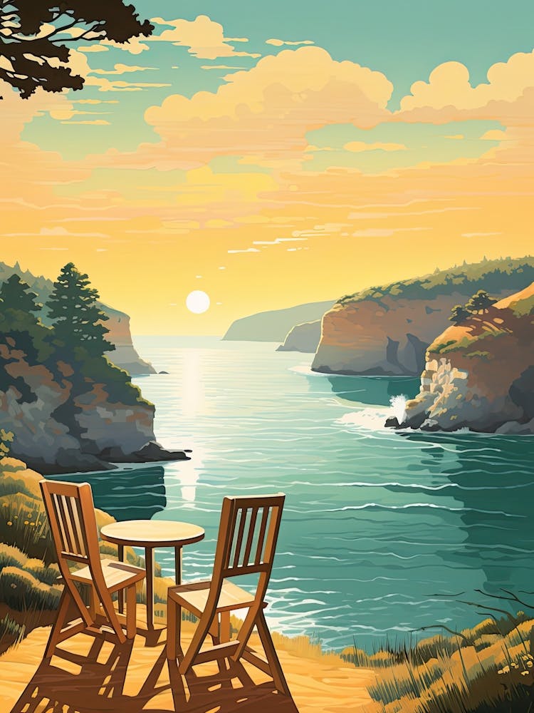 Big Sur California, Usa, Graphic Illustration 1