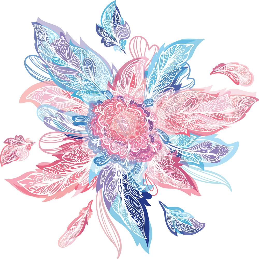 Forme Vectorielle Style Bohème - Faite De Plumes