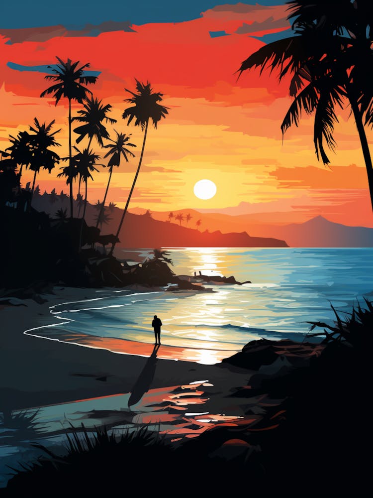 Long Beach Koh Lanta Thailand At Sunset, Vibrant Painting 2