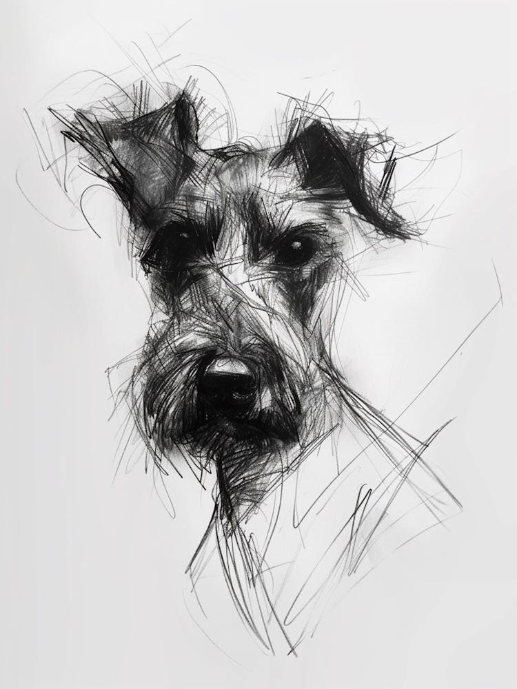 Irish Terrier Dog Charcoal Line 3