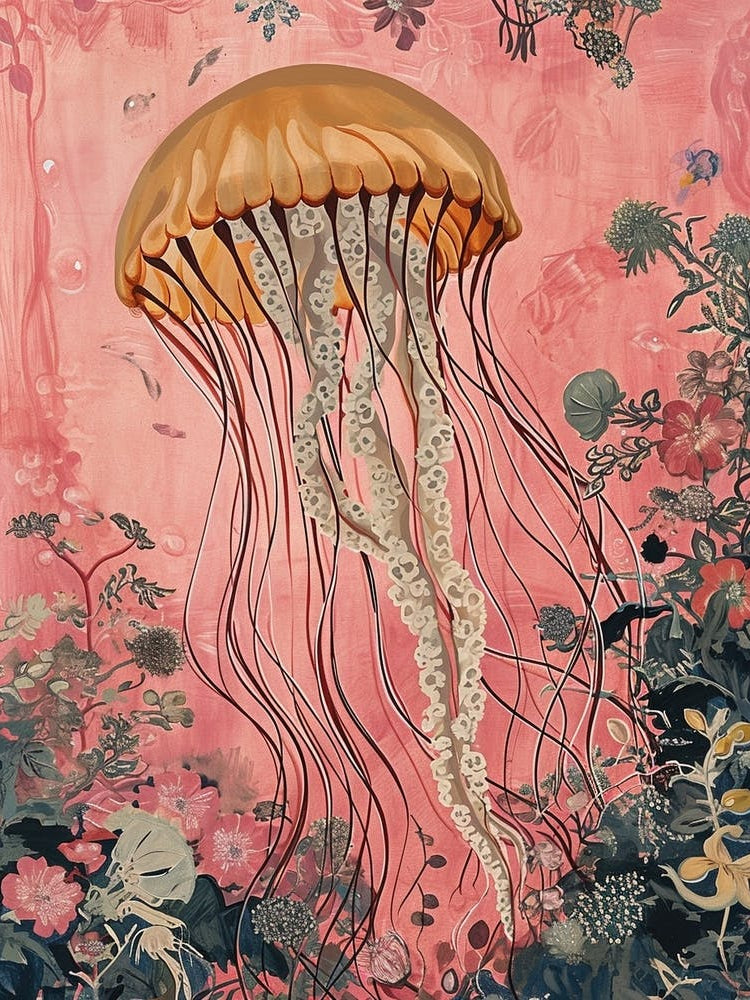 Floral Animal Painting Jellyfish 1