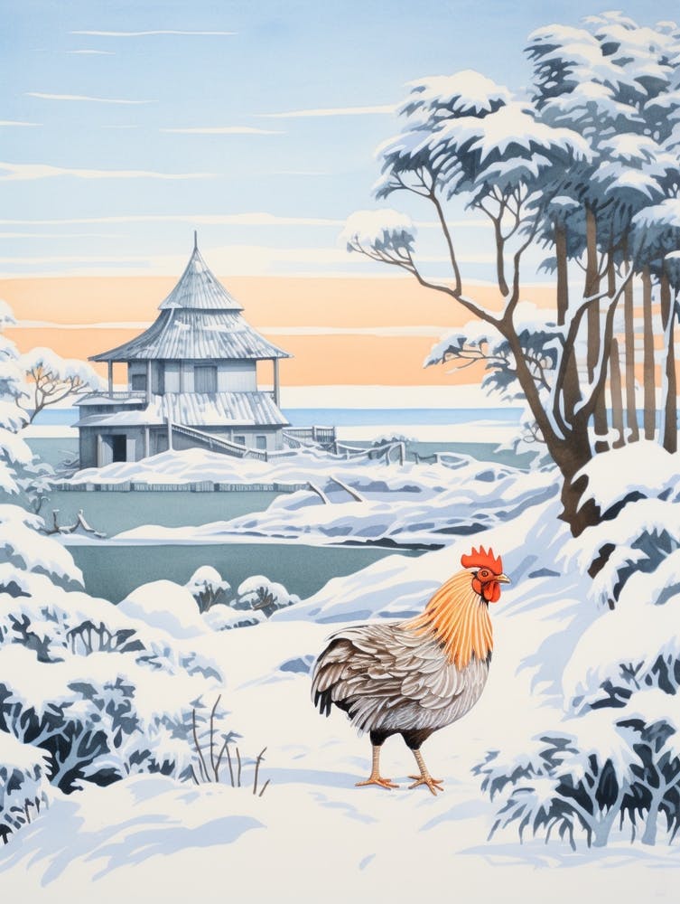 Winter Bird Painting Chicken 4