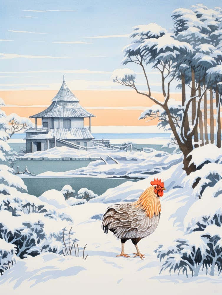 Winter Bird Painting Chicken 4