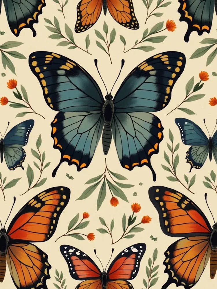 Seamless Pattern With Butterflies