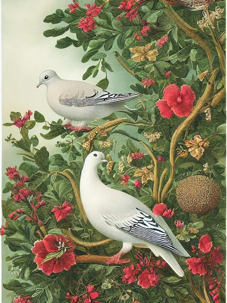 Dove Haeckel Style Vintage Illustration Bird