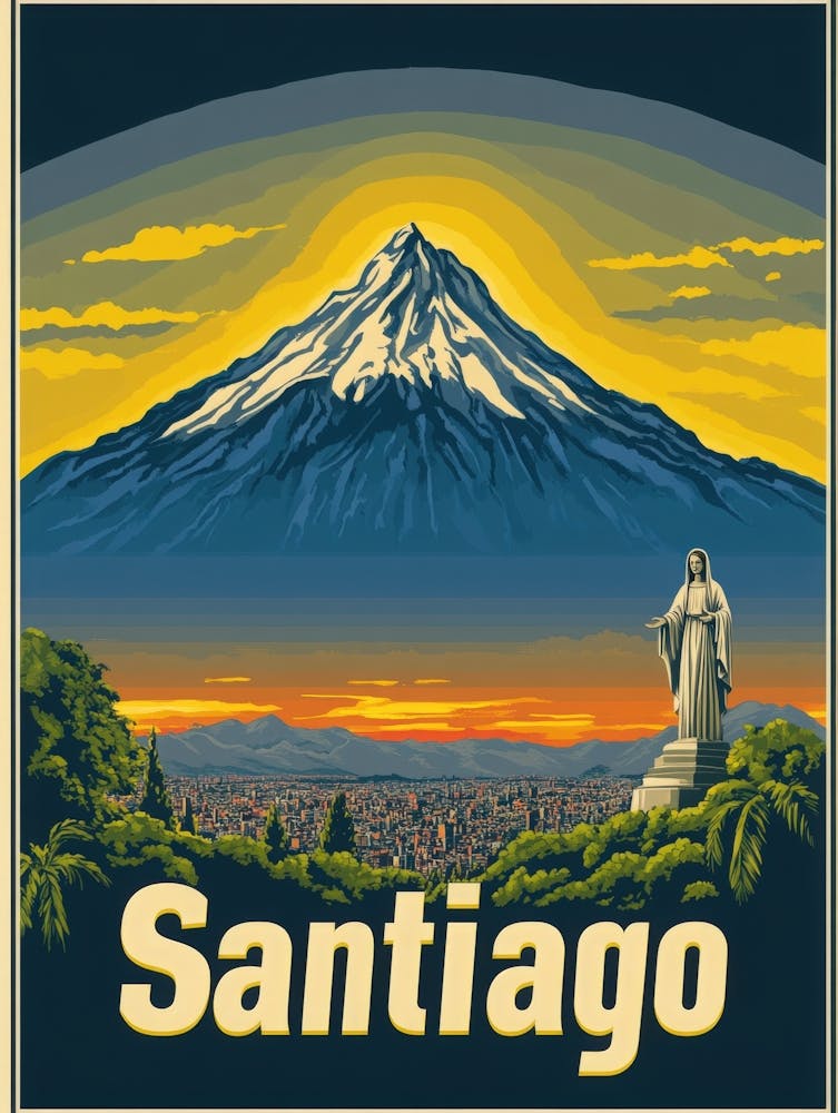 Aihrgdesign A Retro Travel Poster For Santiago 2