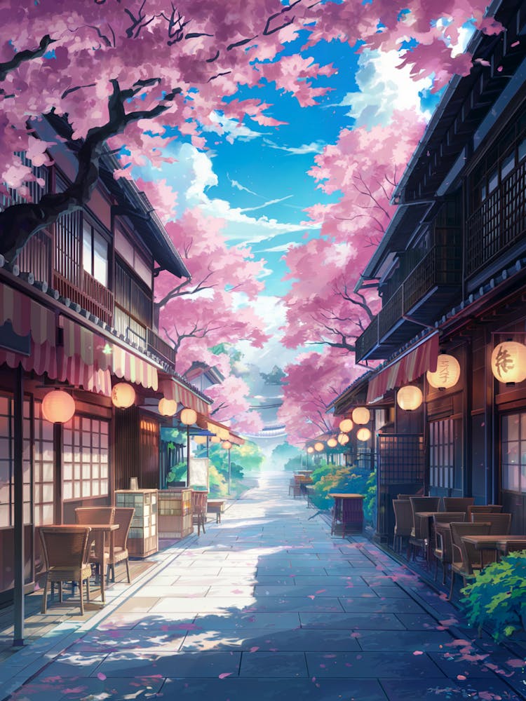 Lofi Anime Art, Sakura Blossoms