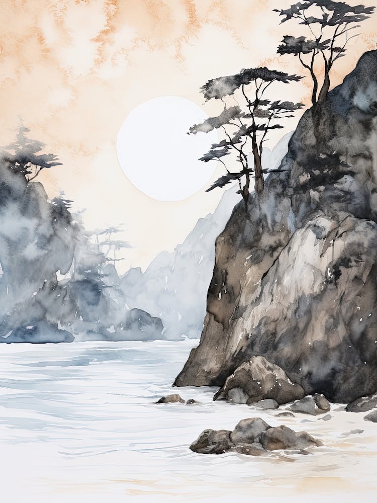 Watercolour Of Pfeiffer Beach   Big Sur California Usa 0