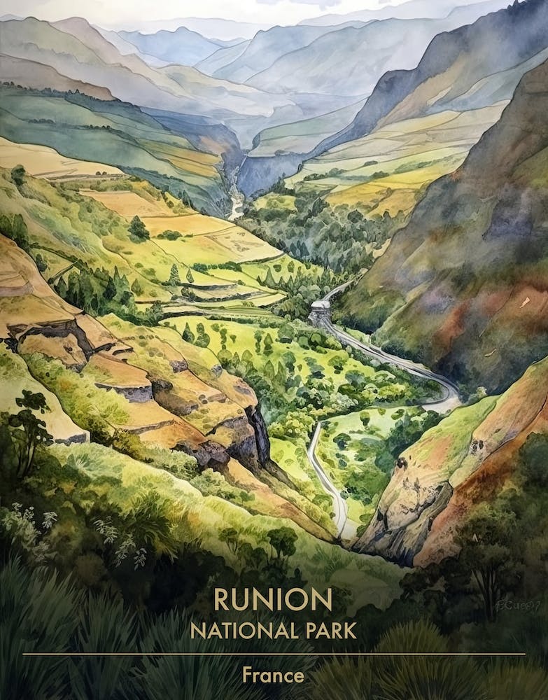 Runion National Park France Watercolour 3