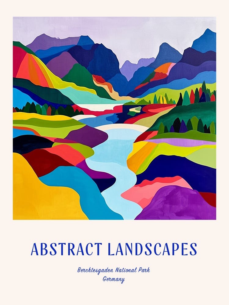Colourful Abstract Berchtesgaden National Park Germany 7 Poster Blue